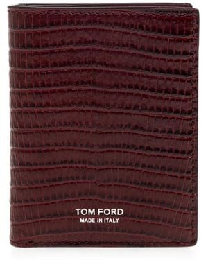 Tom Ford Lizard-Effect Leather Wallet - Purple