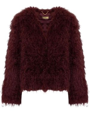 PHO® Firenze Manteau En Fourrure Artificielle À Col V - Purple