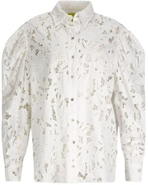 Marques'Almeida Puff-Sleeve Embroidered Shirt - White