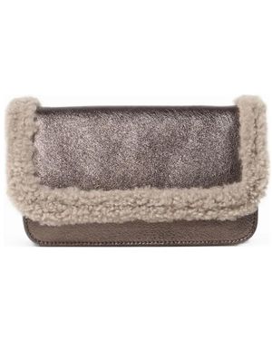 Brunello Cucinelli Shearling-Trim Belt Bag - Grey