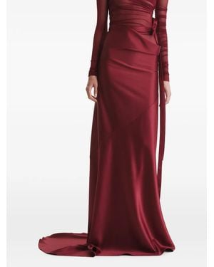 2310 STUDIO Satin Bow-Detail Maxi Skirt - Red