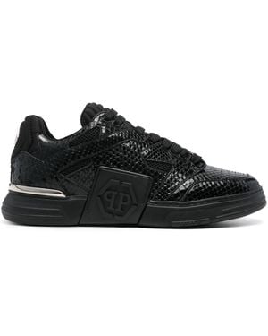 Philipp Plein Python Leather Trainers - Black