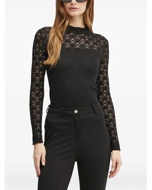 KARL LAGERFELD Lace Long-Sleeved Knitwear - Black
