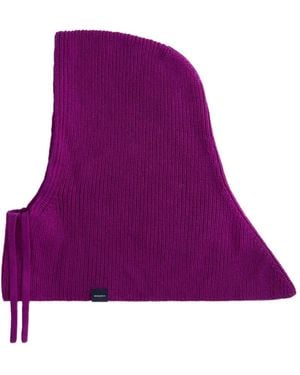 Woolrich Ribbed-Knit Drawstring Balaclava - Purple