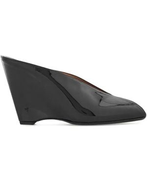 Ferragamo ピープトゥ ウェッジパンプス - ブラック