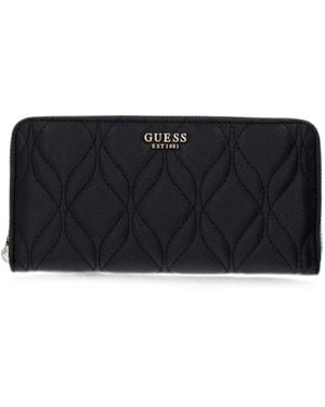 Guess Quilted Logo-Detail Wallet - Black