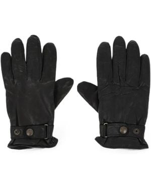 Polo Ralph Lauren Guantes De Cuero Con Forro De Tejido Polar - Negro