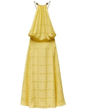 Versace Jacquard Silk Crêpe Satin Midi Dress - Yellow
