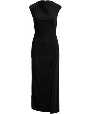 Ralph Lauren Pleated Boat Neck Maxi Dress - Black