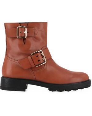 Tod's Buckle-Strap Leather Boots - Brown