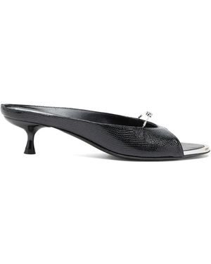 DIESEL D-Diam's Lizard-Effect Heeled Mules - Black