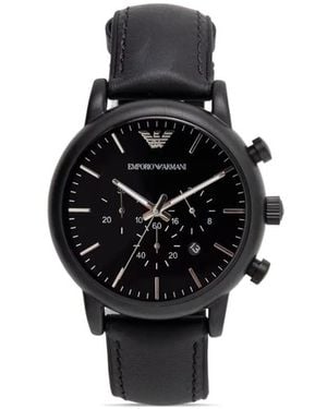 Emporio Armani クロノグラフ レザー 46mm - ブラック