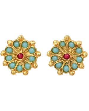 Ottoman Hands Orecchini A Bottone Marigold Con Perline - Giallo
