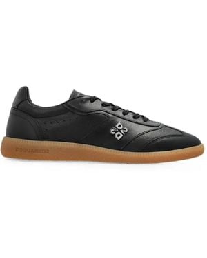 DSquared² Logo-Plaque Leather Sneakers - Black