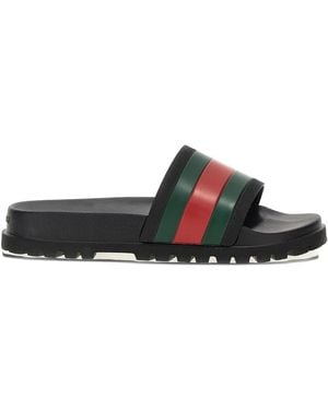 Gucci Slide Sandal With Web - Black