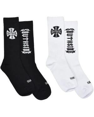 BREATH Logo-Intarsia Ribbed-Knit Socks - Black