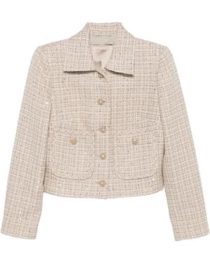 Elie Saab Buttoned Tweed Jacket - Natural