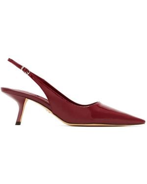 Sam Edelman Patent-Finish Slingback Court Shoes - Red