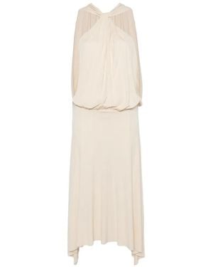 Semicouture Halterneck Draped Midi Dress - White