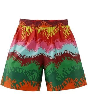 Valentino Garavani Logo-Print Shorts - Red