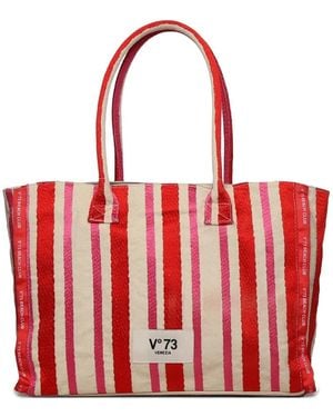 V73 Striped Tote Bag - Red