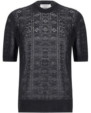 Laneus ポインテールニット Tシャツ - ブラック