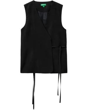 Benetton Wrap-Style Tie-Fastening Waistcoat - Black