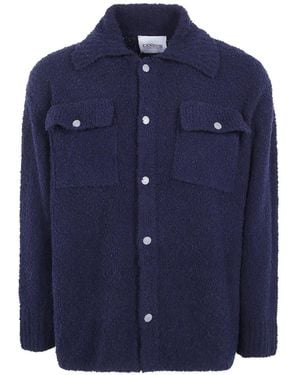 Laneus Bouclé-Texture Overshirt - Blue
