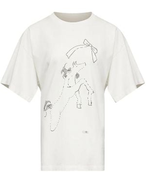 MM6 by Maison Margiela Horse Print Cotton T-Shirt - White