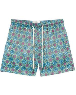 Peninsula Panarea Geometric-Print Drawstring Swim Shorts - Blue
