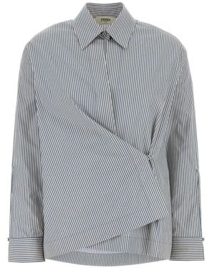 Fendi Striped Poplin Shirt - Grey