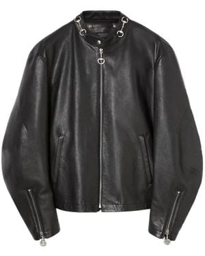 Gucci Leather Jacket With Horsebit - Black