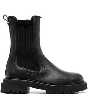 Ferragamo Logo-Embossed Leather Chelsea Boots - Black