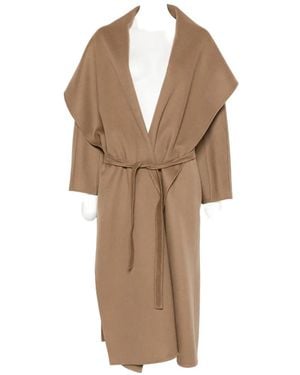 Max Mara Belted Shawl-Collar Coat - Natural