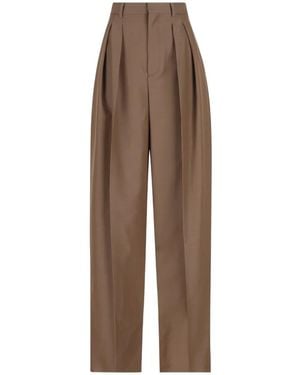 Saint Laurent Pleated Trousers - Natural