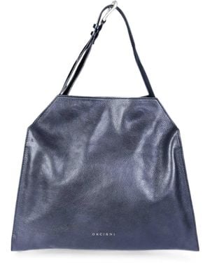 Orciani Trinity M Lagoon Leather Shoulder Bag - Blue