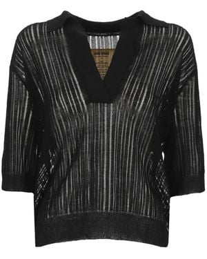 Uma Wang Ladder-Stitch V-Neck Jumper - Black