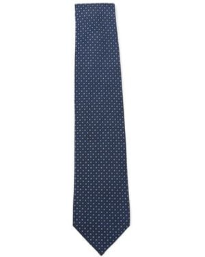Corneliani Geometric-Pattern Silk Tie - Blue