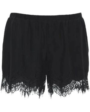 Gold Hawk Lace-Trim Shorts - Black