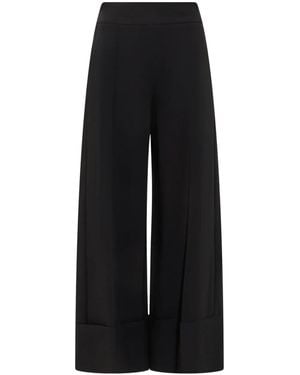 SIMONA CORSELLINI Cuffed Palazzo Trousers - Black