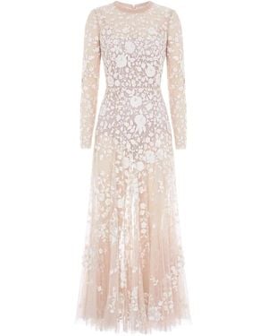 Needle & Thread Embroidered-Flowers Maxi Dress - Natural