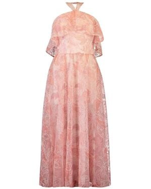 Monique Lhuillier Maxi-Jurk Verfraaid Met Bloemen - Roze