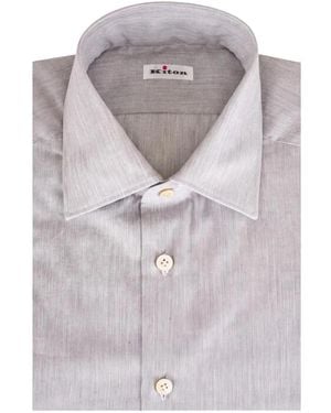 Kiton Herringbone-Weave Shirt - Gray