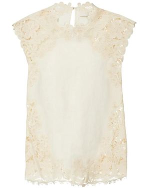 Ulla Johnson Amelie Guipure Lace-Trim Top - White