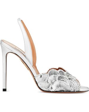 Aquazzura Ce Soir Crystal-Embellished Heeled Sandals - White