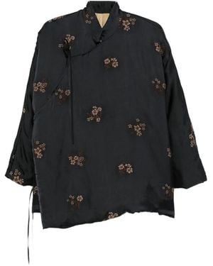 Uma Wang Floral-motif oversized jacket - Schwarz