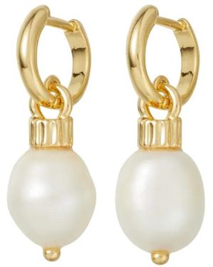 Roxanne Assoulin Pearl Hoop Earrings - Metallic