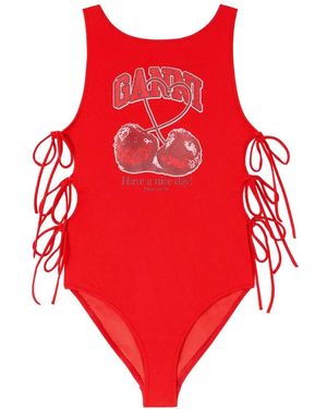 Ganni Bañador Con Motivo De Cerezas - Rojo