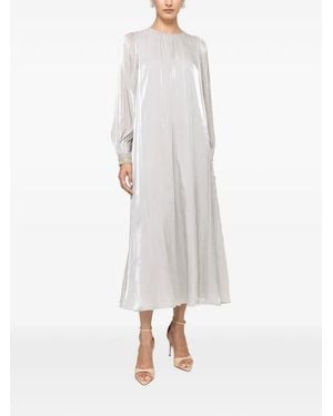 Nissa Crystal-Detail Chiffon Midi Dress - White