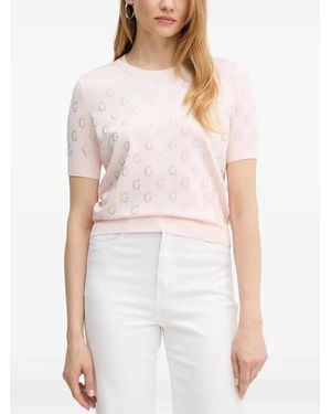 Guess Logo-Embellished Short-Sleeves Top - White